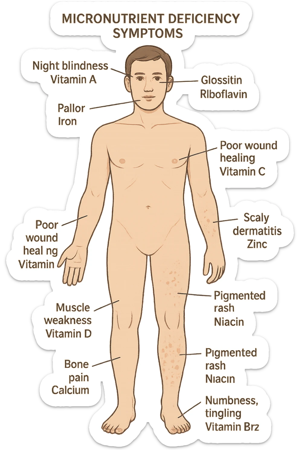 corpo umano in carenza di micronutrienti sticker