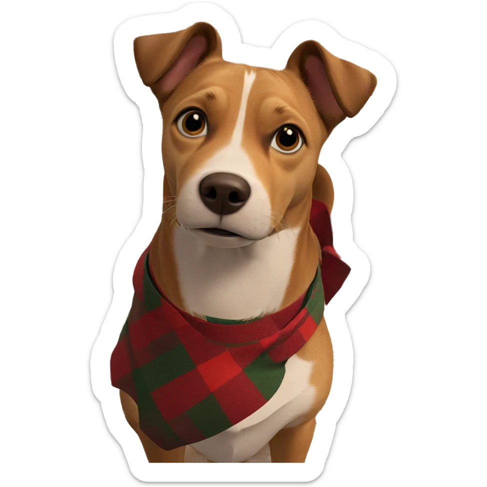 dog beside christmas gift box sticker