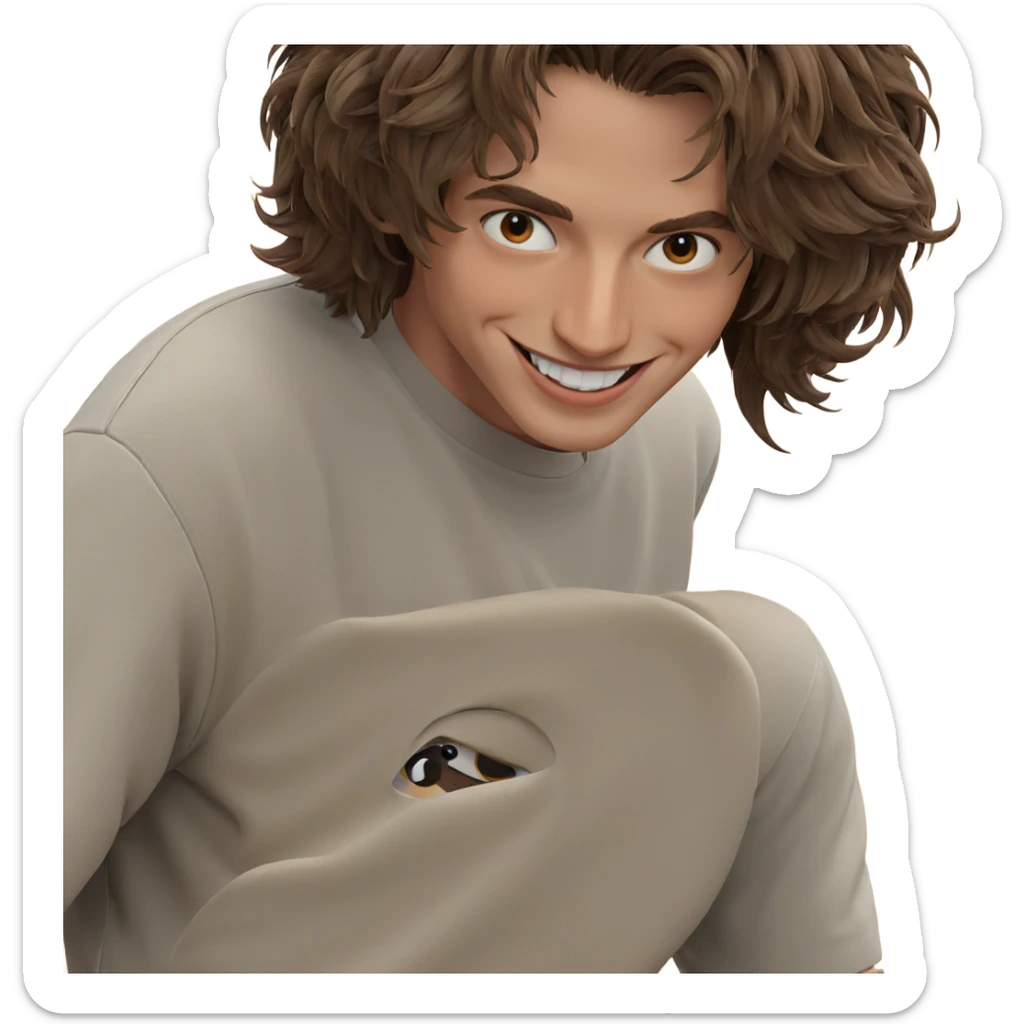 smiling boy with brown hair sticker