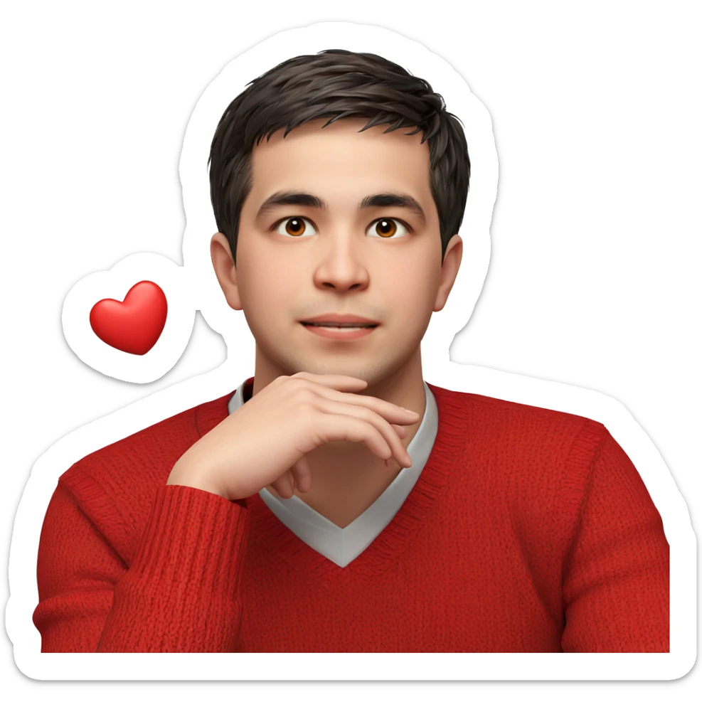 smiling boy in red sweater sticker