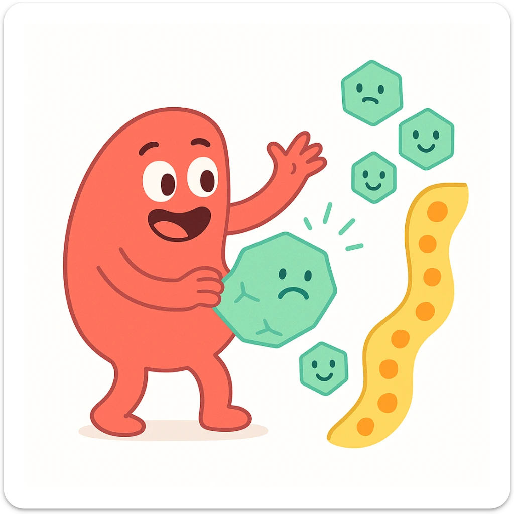 Ultra-detailed emoji-style illustration of enzyme digestion: Red amylase breaking green starch into sugars near a yellow cell membrane. Clean white background, no text. Scientific but simple sticker