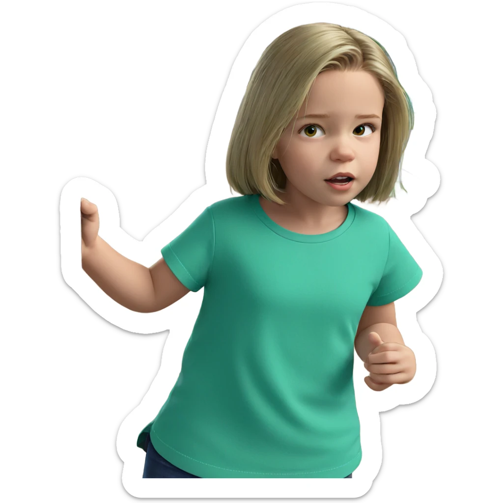 young girl in green shirt sticker