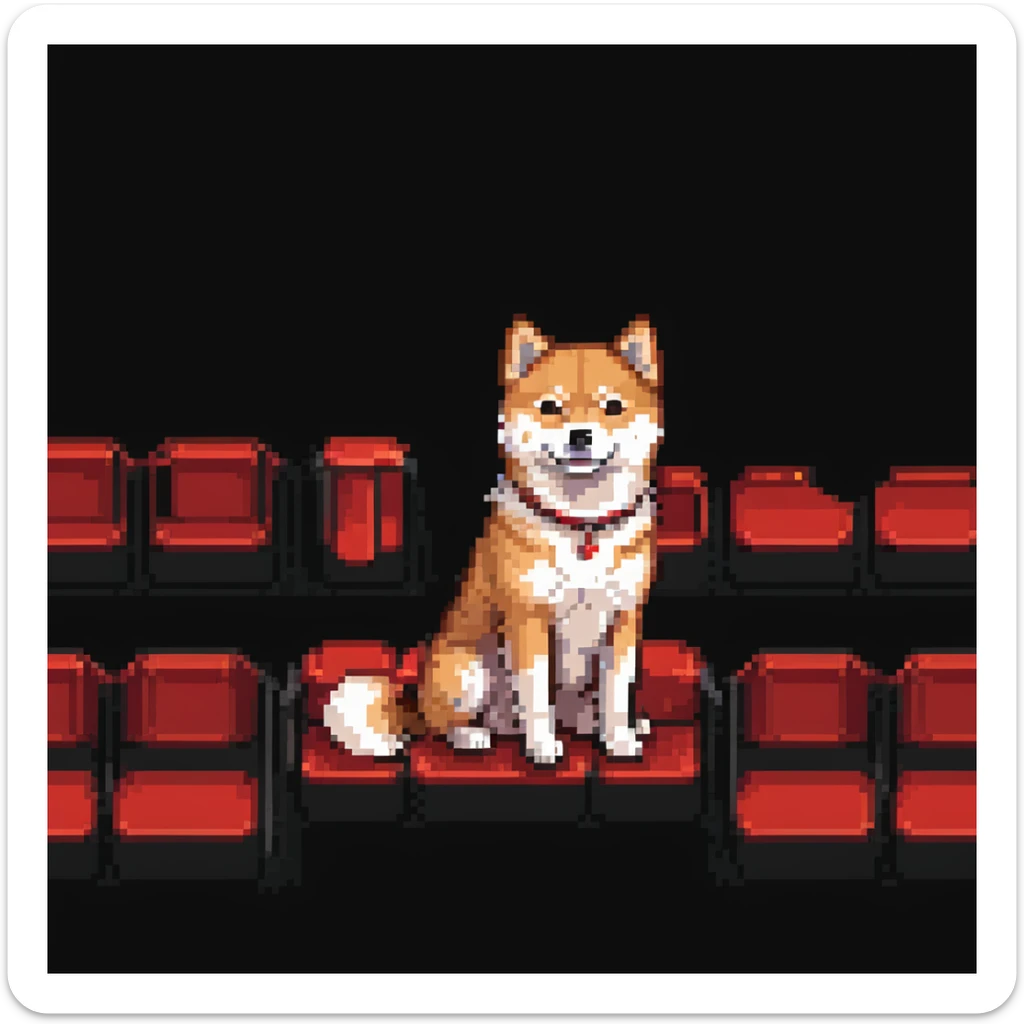 Shiba Inu sitting in a movie theater with red seats in the background, variation 2 sticker
