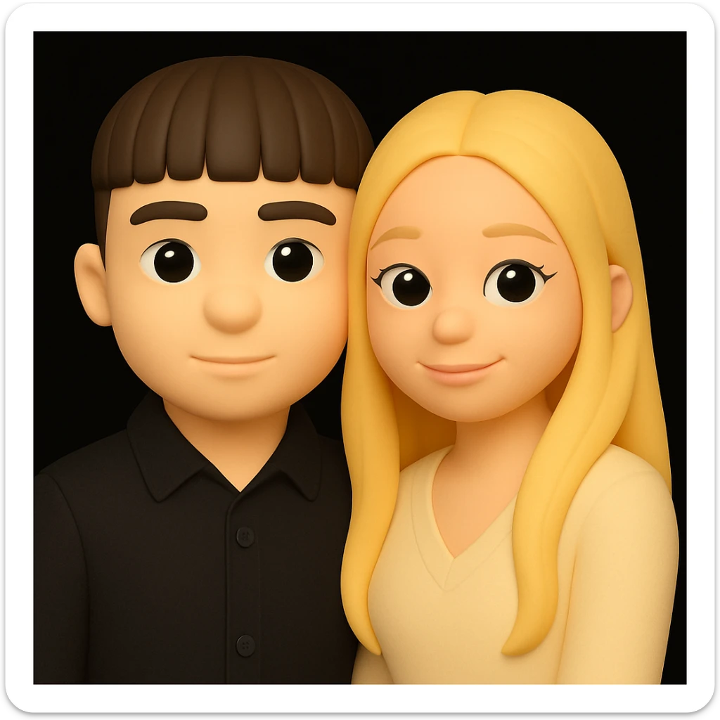 Make the skin color of both people the same light tone, keeping the 3D emoji style and all other details unchanged. The style to emulate is Microsoft style 3D fluent emojis with all original details preserved. sticker
