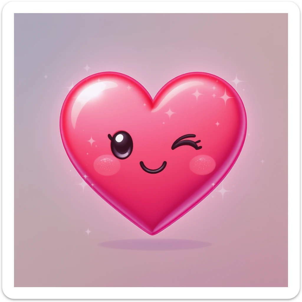 emo heart emoji, cute and shiny, with a gradient effect, no background sticker