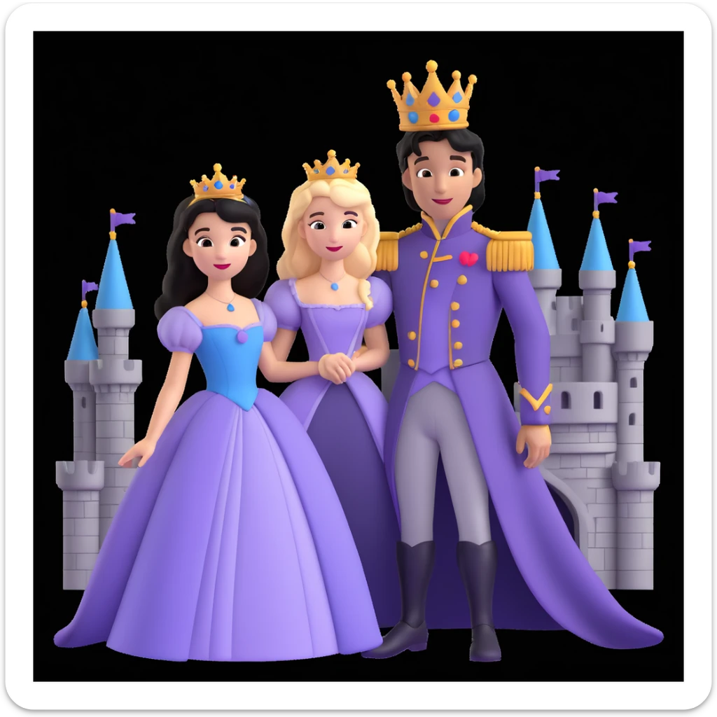 prince and princess disny dress close up photo in castle sticker