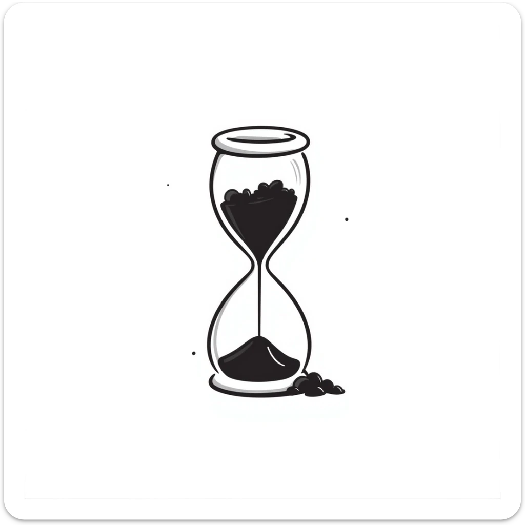 hourglass in motion, doodle style, loose and lively lines, playful and informal sticker