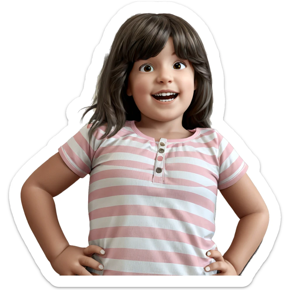confident girl in striped shirt sticker