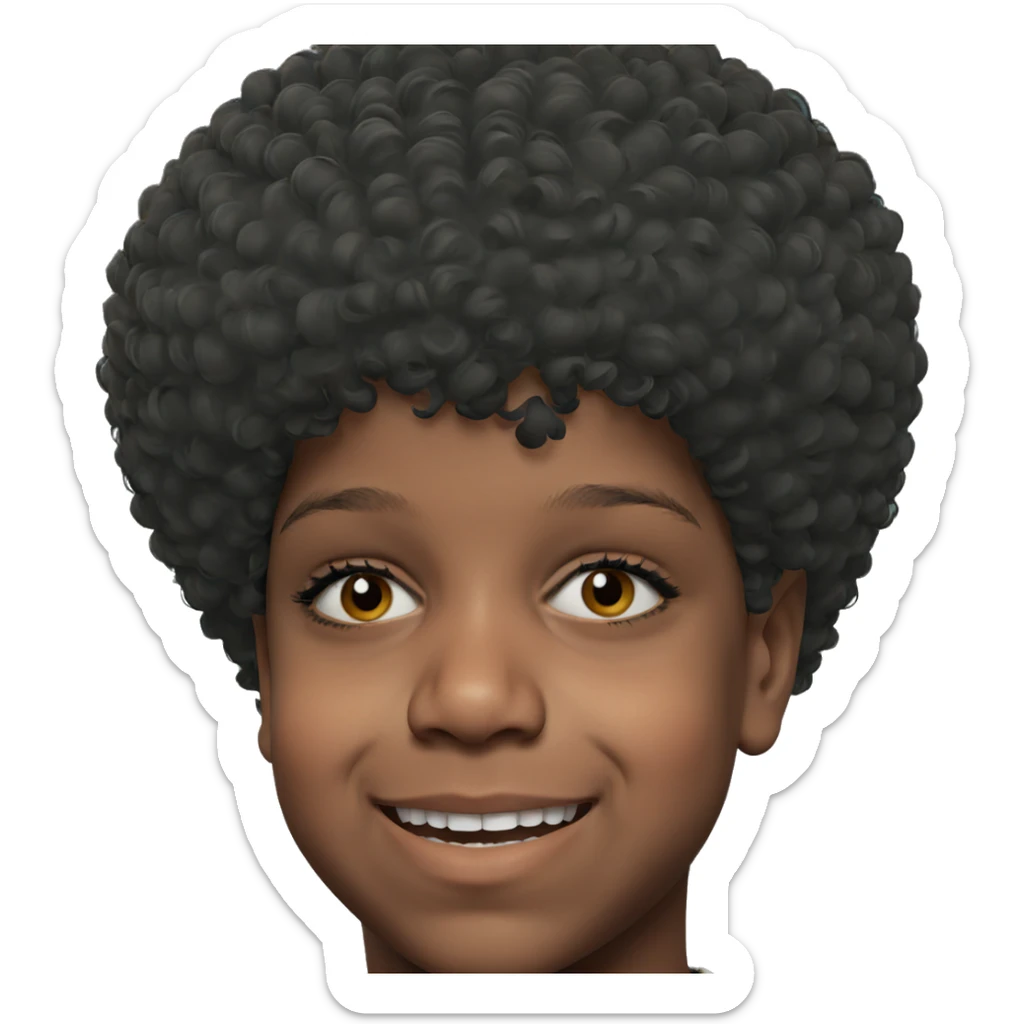 smiling boy with afro hairstyle sticker