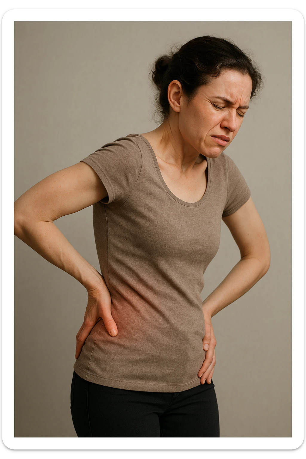 Donna con scoliosi dolorante perchè non ha mobilità a causa di essa sticker