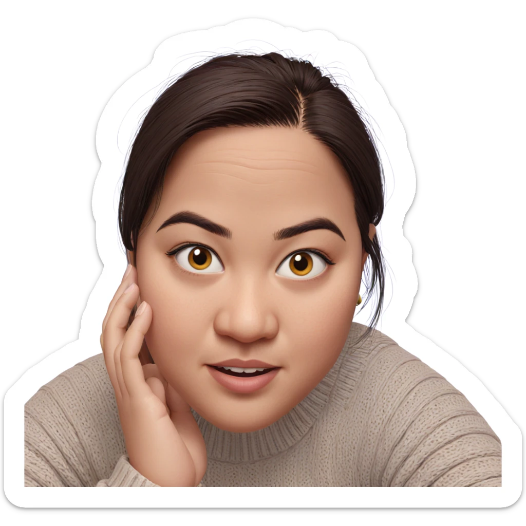 girl in sweater with piercing sticker