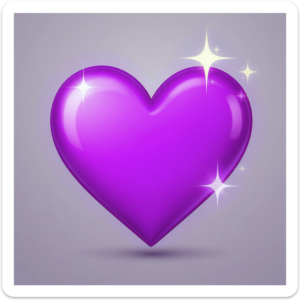 purple heart emoji with sparkles sticker