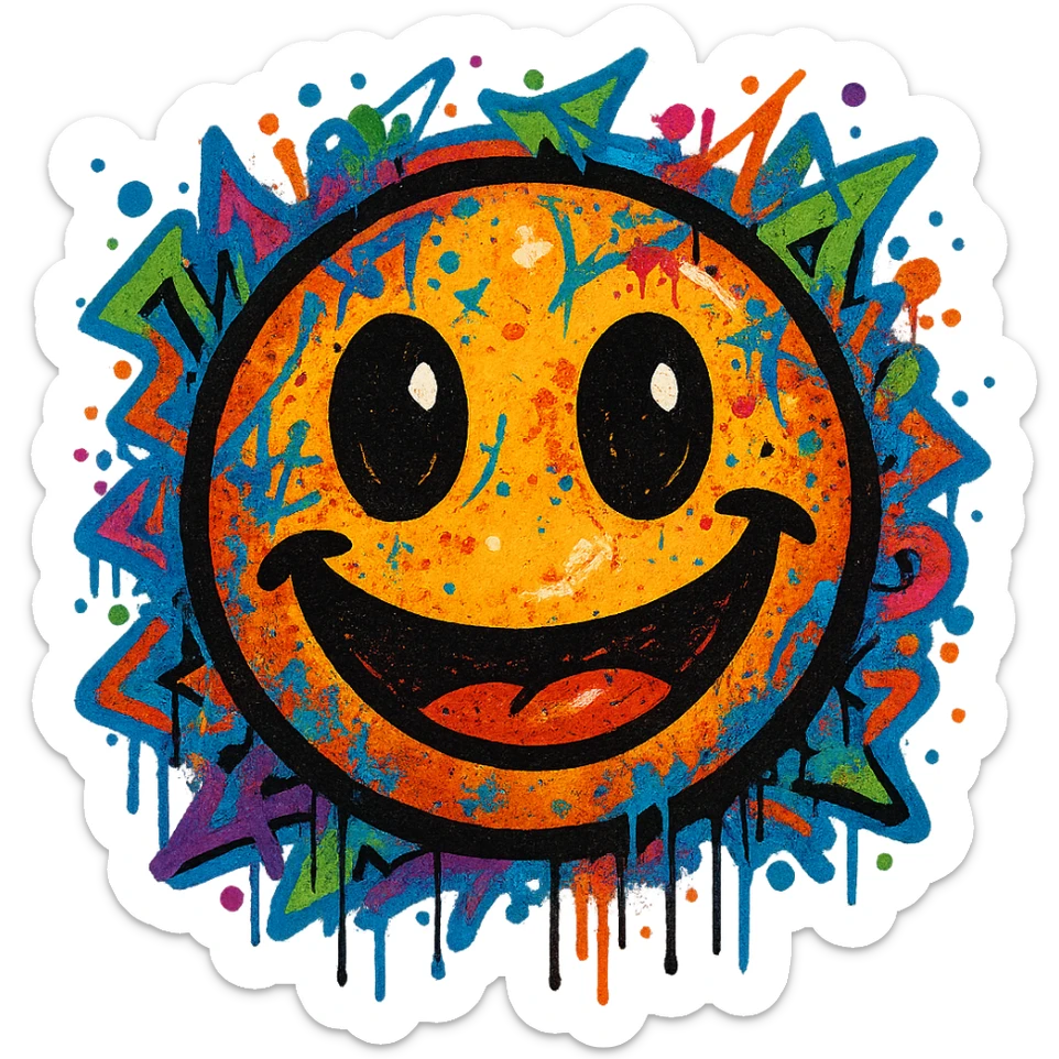 graffiti style emoji, colorful, vibrant, detailed, with a sense of urban artistry sticker