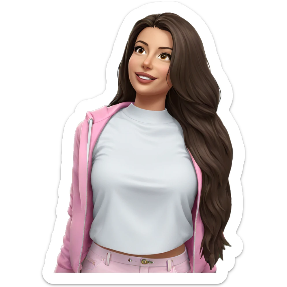 smiling girl in pink jacket sticker