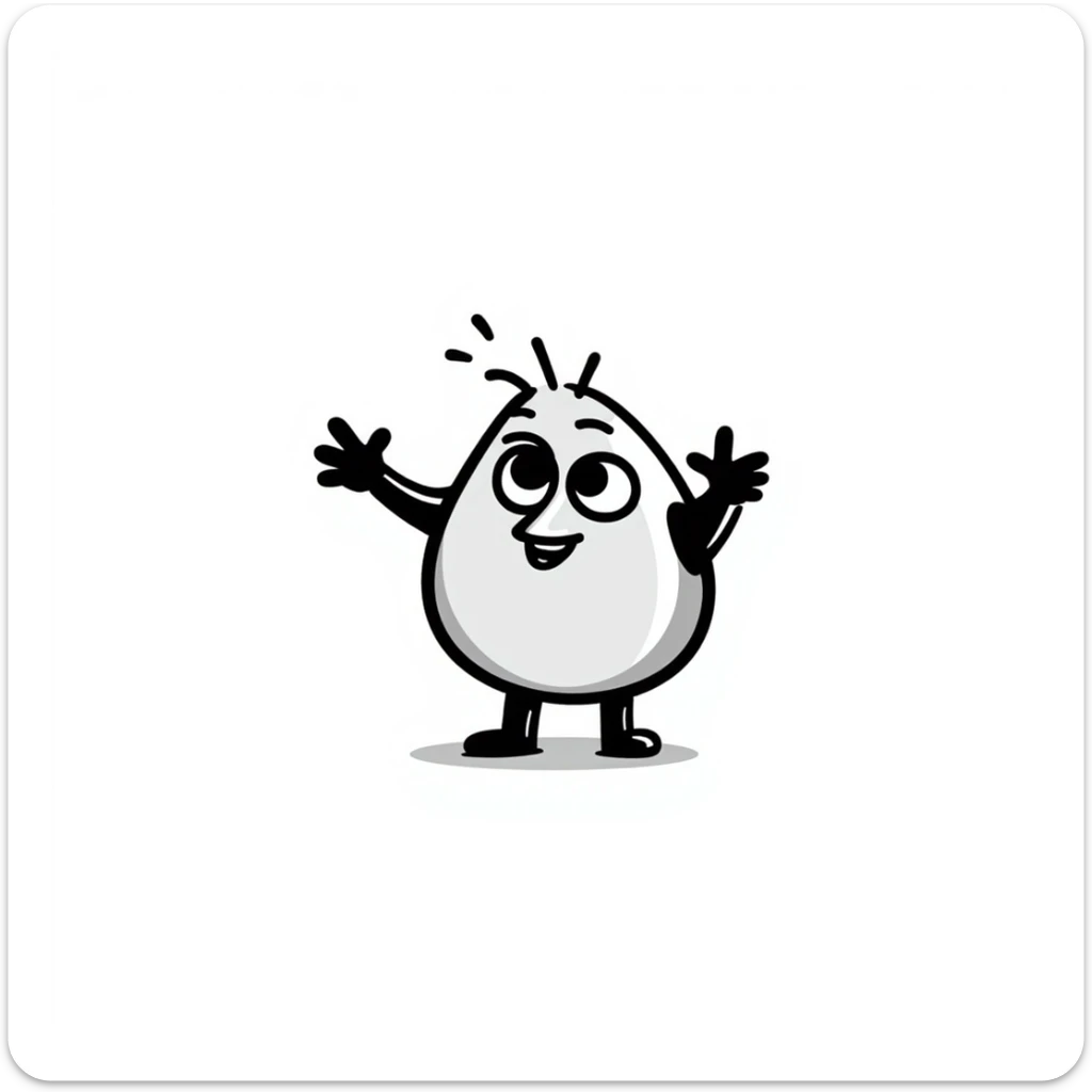 caricatured replay symbol with silly googly eyes and black cartoonish arms and legs, lively and animated sticker