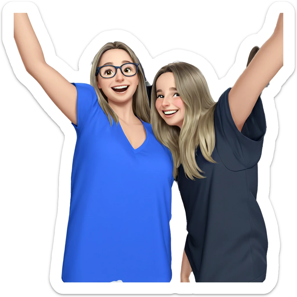 smiling girls with glasses indoors sticker