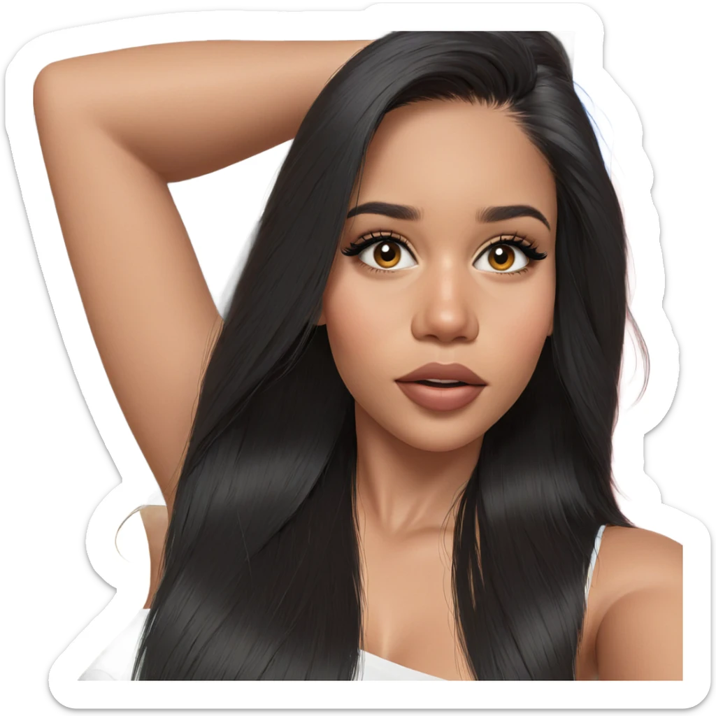 black haired girl portrait sticker