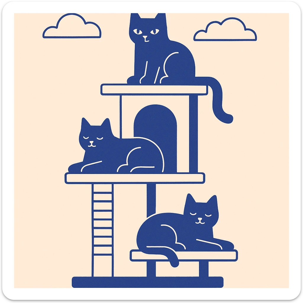 cats relaxing in a vertical playhouse sticker