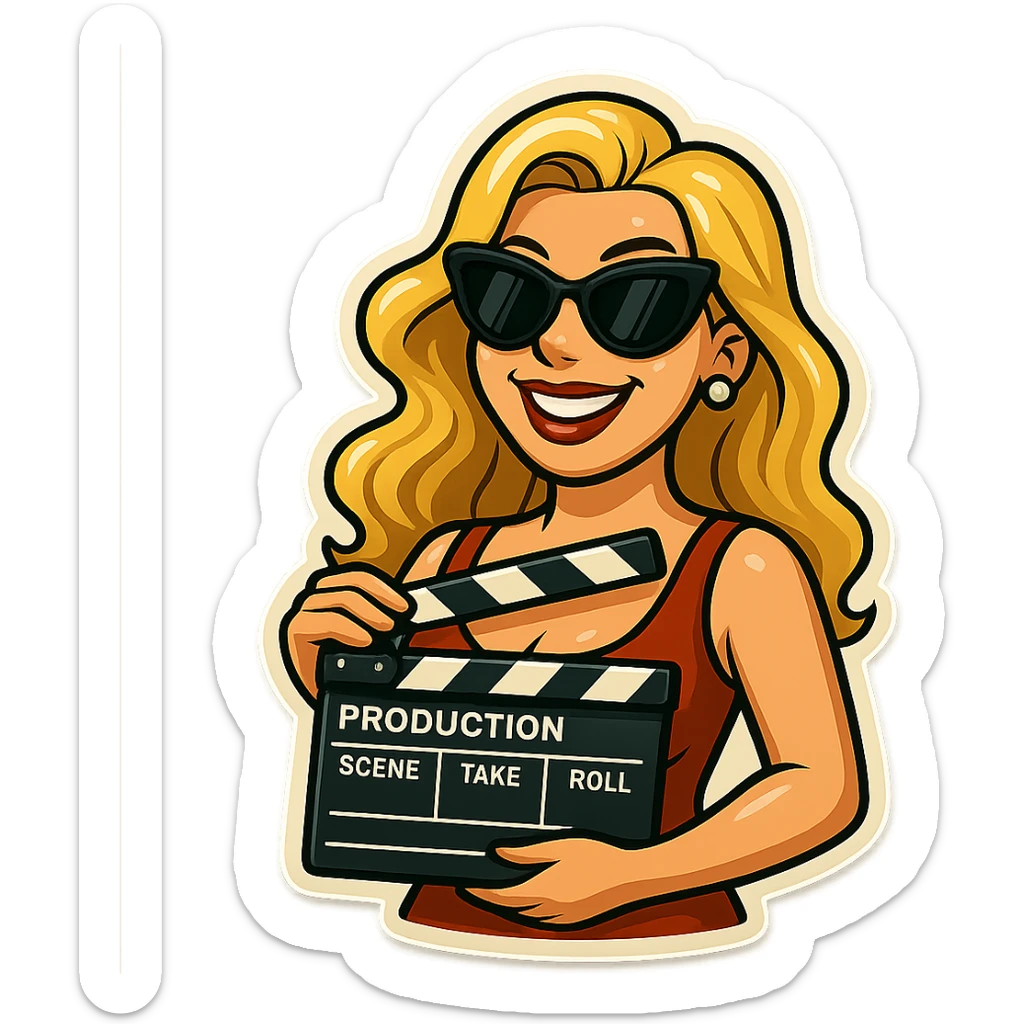 Remove the background from this cartoonish Hollywood film star emoji, keeping the style and subject unchanged. sticker