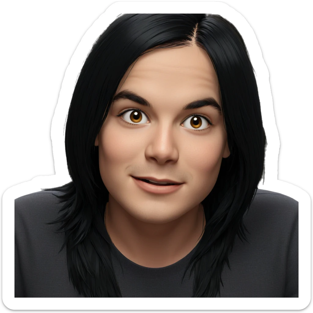 smiling girl with black hair sticker