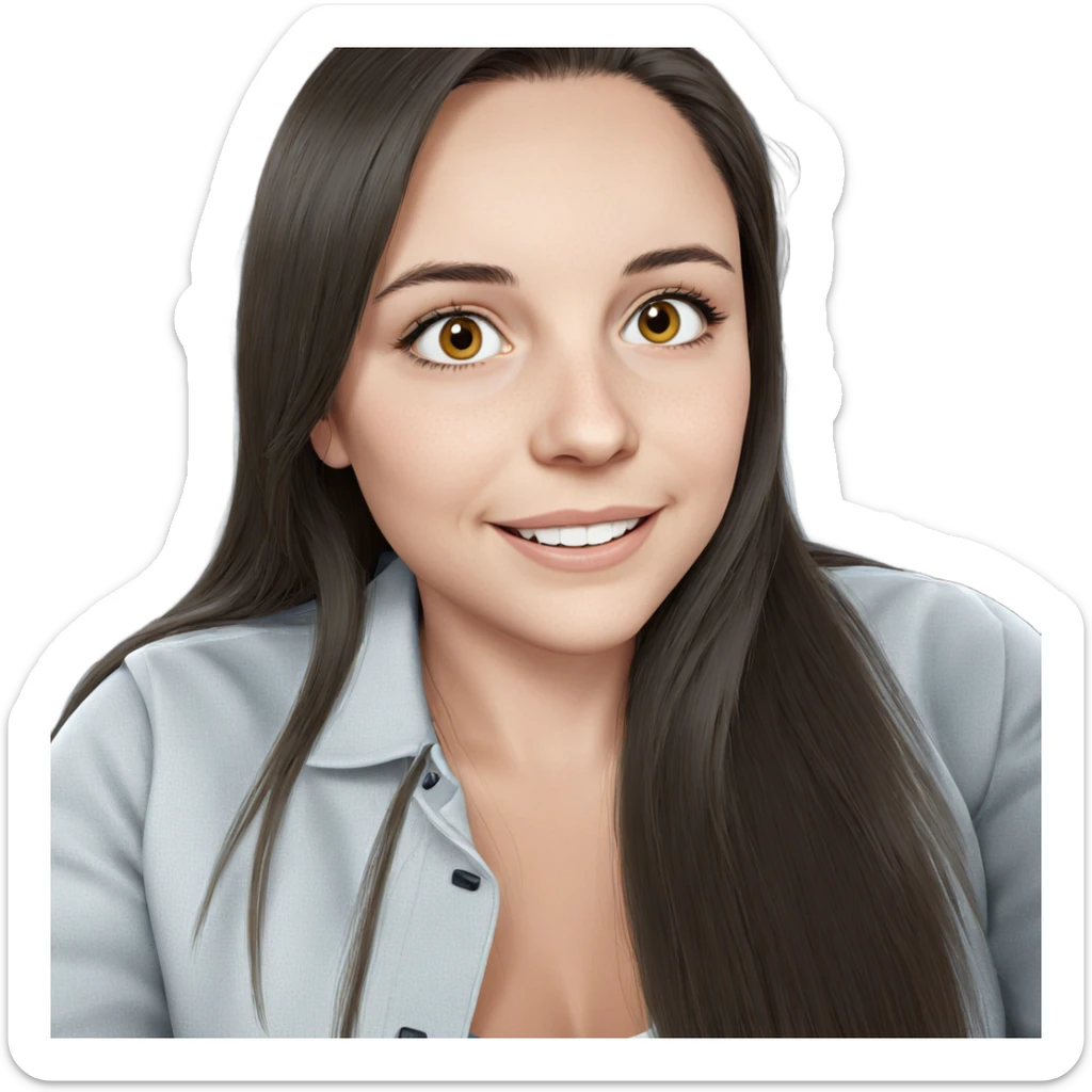 smiling girl with long hair sticker