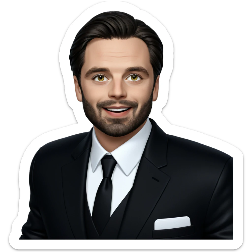 smiling boy in black jacket sticker