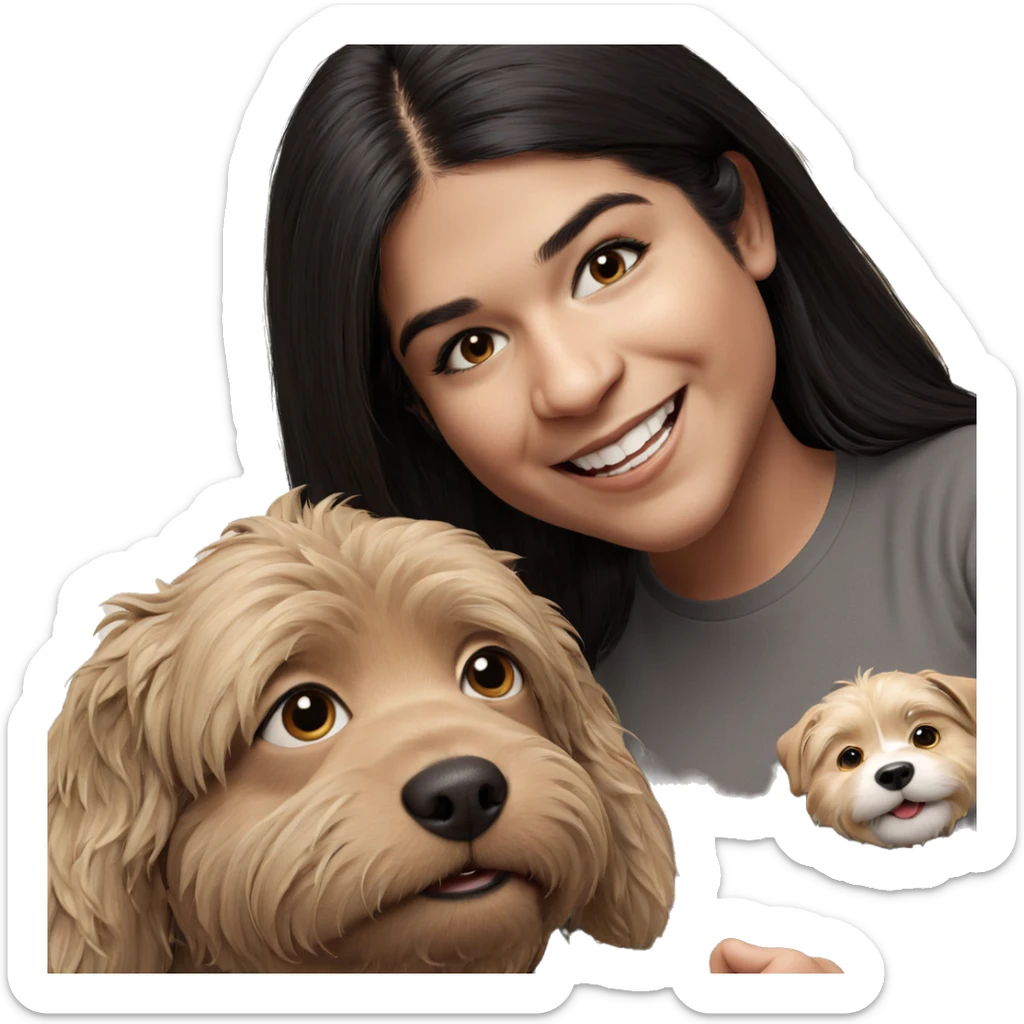 girl smiling with dog sticker