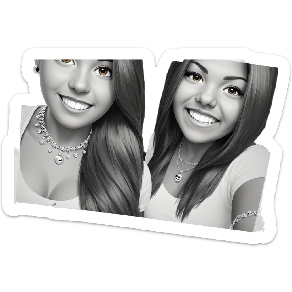 smiling girls with jewelry sticker