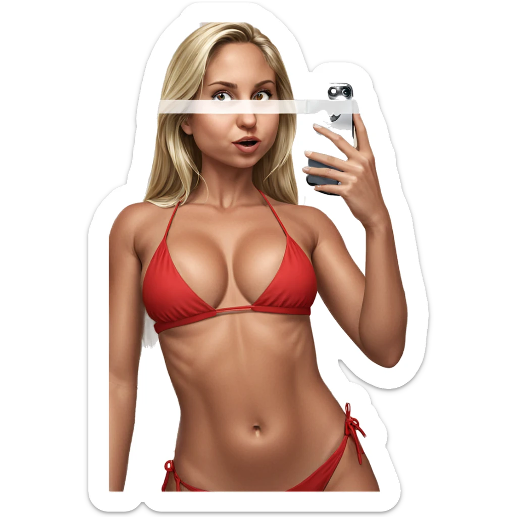 blonde in red bikini selfie sticker