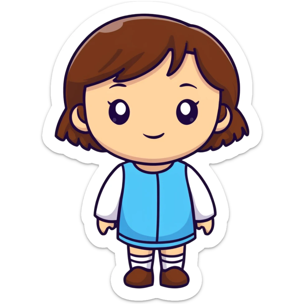 Adorable little gamer girly girl with brown hair  sticker