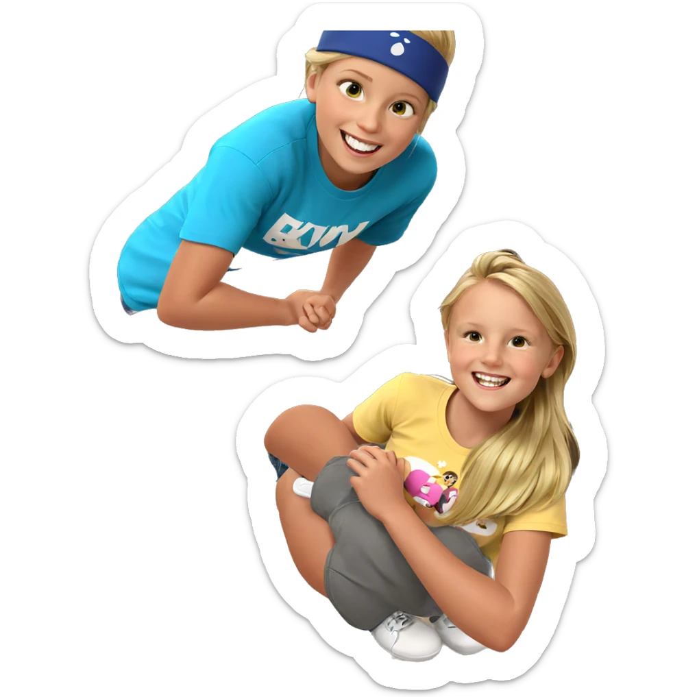 smiling girl with blonde hair sticker