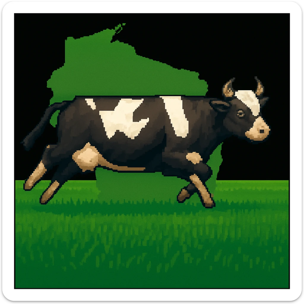 Add the outline of the state of Wisconsin in the background behind the cow and grass field sticker