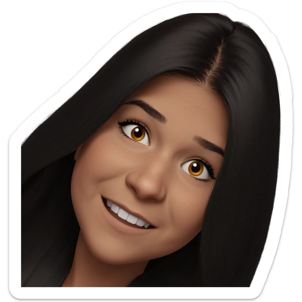 smiling girl with long hair sticker