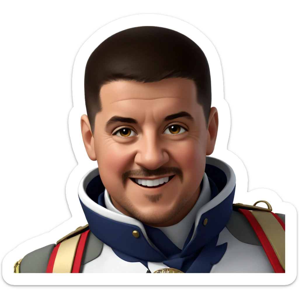smiling boy in military uniform sticker