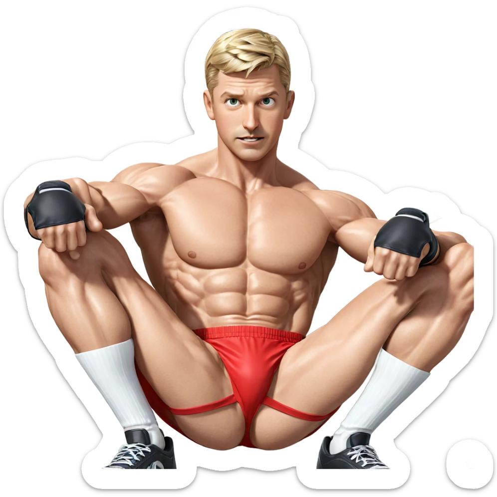 muscular blonde boy posing sticker