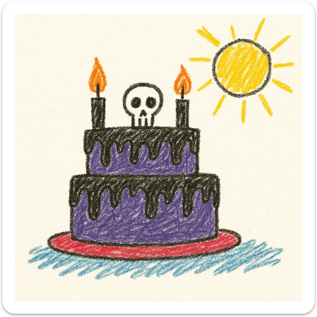 gothic cake, children doodle style sticker