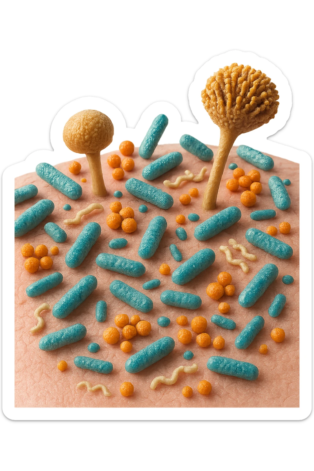 microbiota cutaneo in 3d  sticker