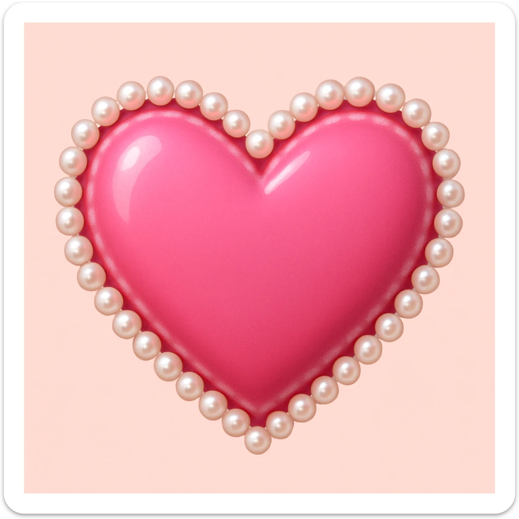 Create a pink heart with pearls in the style of emoji style. The heart should be pink and adorned with pearls, capturing the essence of emoji aesthetics. sticker