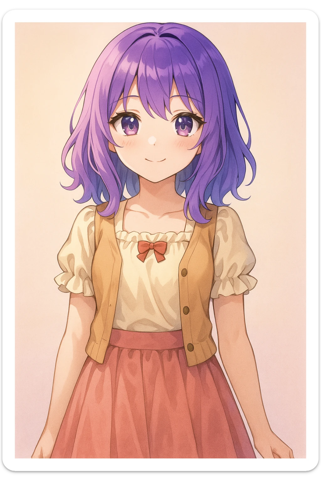 a girl with purple hair, anime style sticker