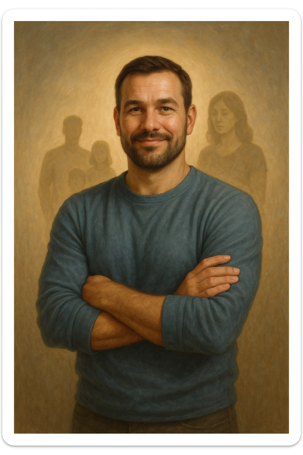 UOMO A BRACCIA CONSERTE CHE TRASMETTE PROTEZIONE PER LA SUA FAMIGLIA sticker