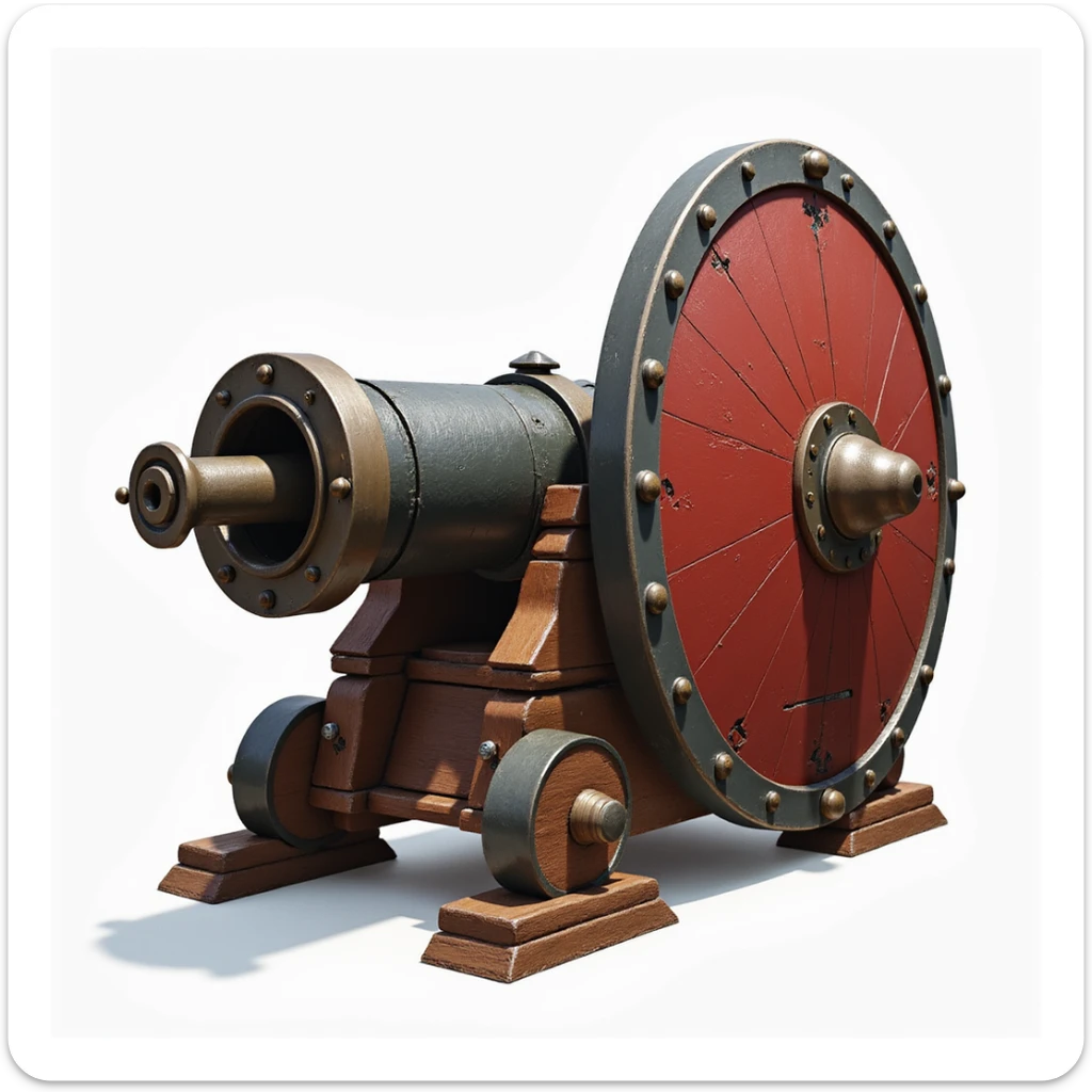 realistic illustration of Arsenal cannon with a shield sticker