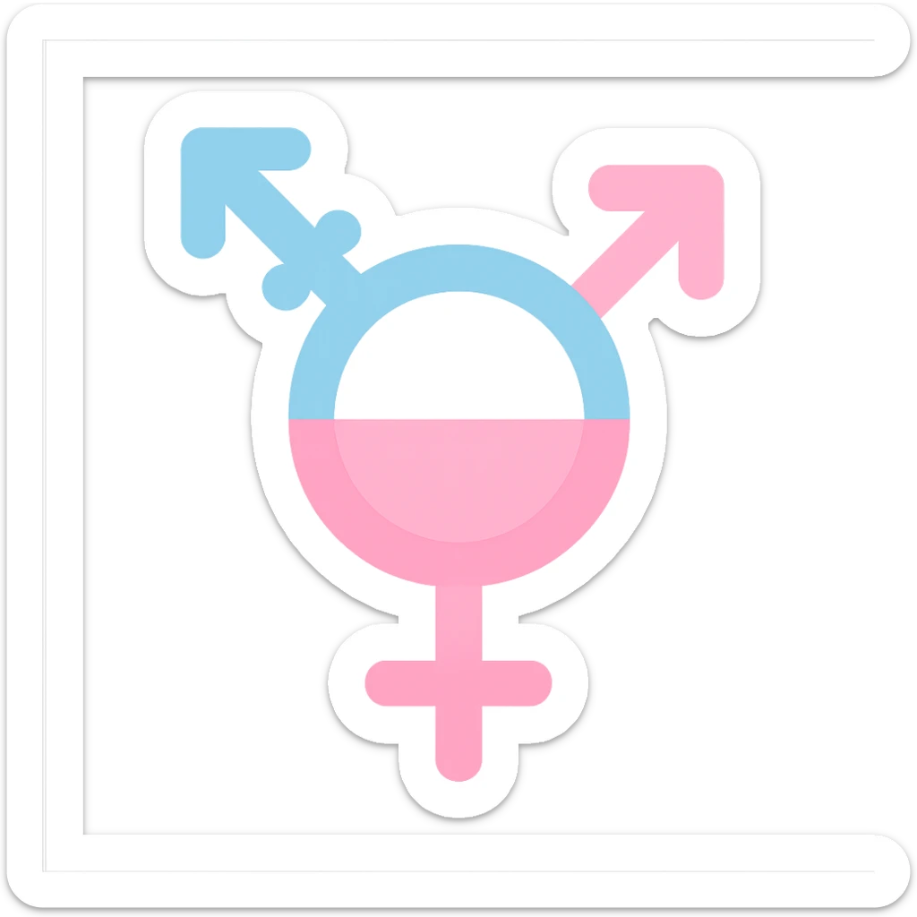 transgender gender symbol, flat pastel blue and pink, minimal emoji style, suitable for Discord role icon, color icon style sticker