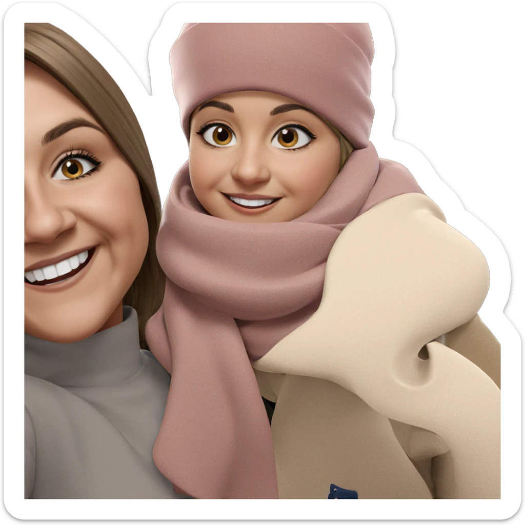 smiling girls in hats sticker