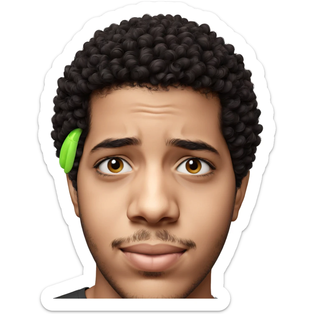 smiling boy with afro hairstyle sticker