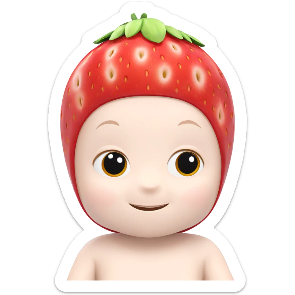 smiling girl with strawberries sticker