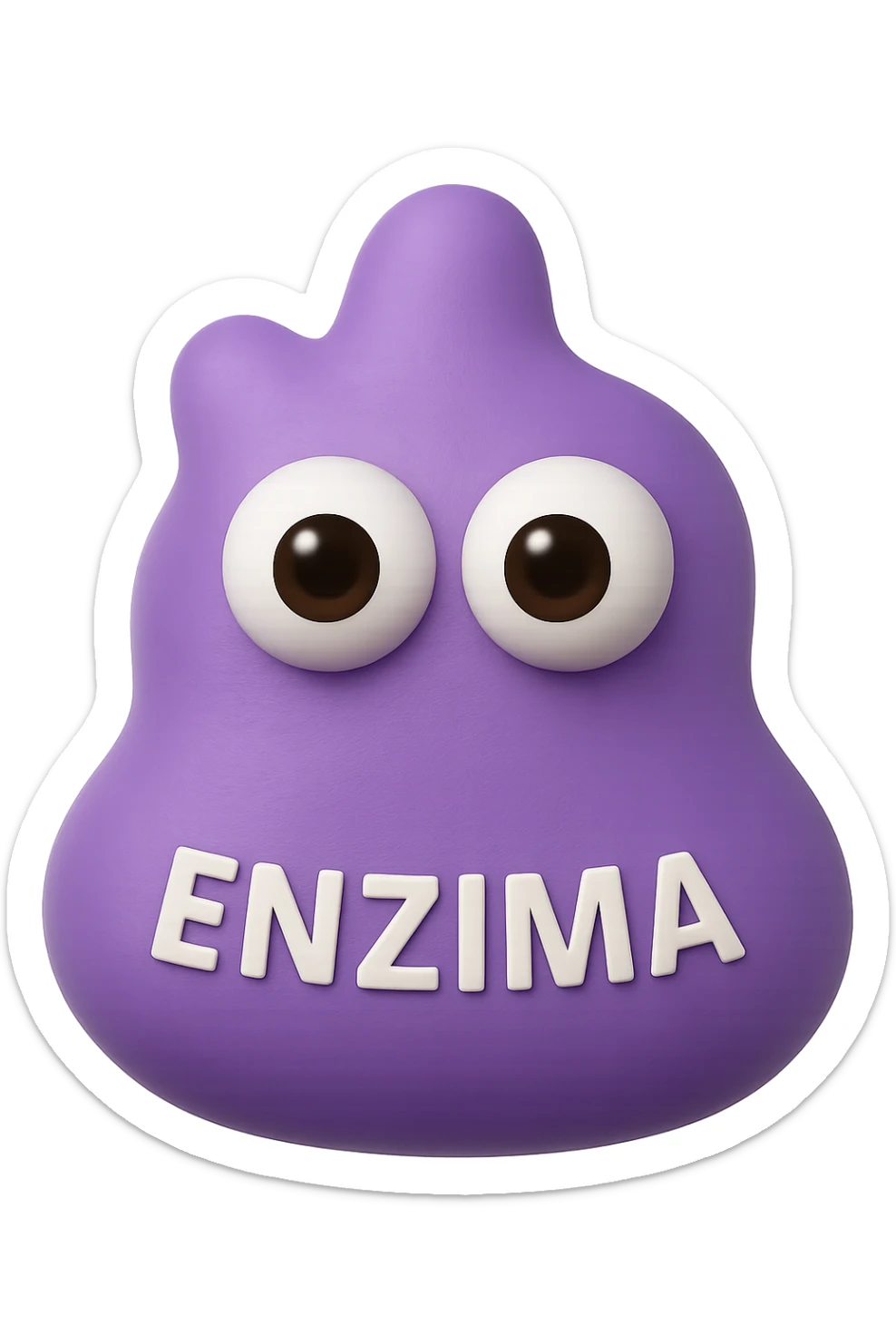 emoji con enzima umano con occhi 3d con la scritta "ENZIMA" SUL CORPO IN ITALIANO sticker