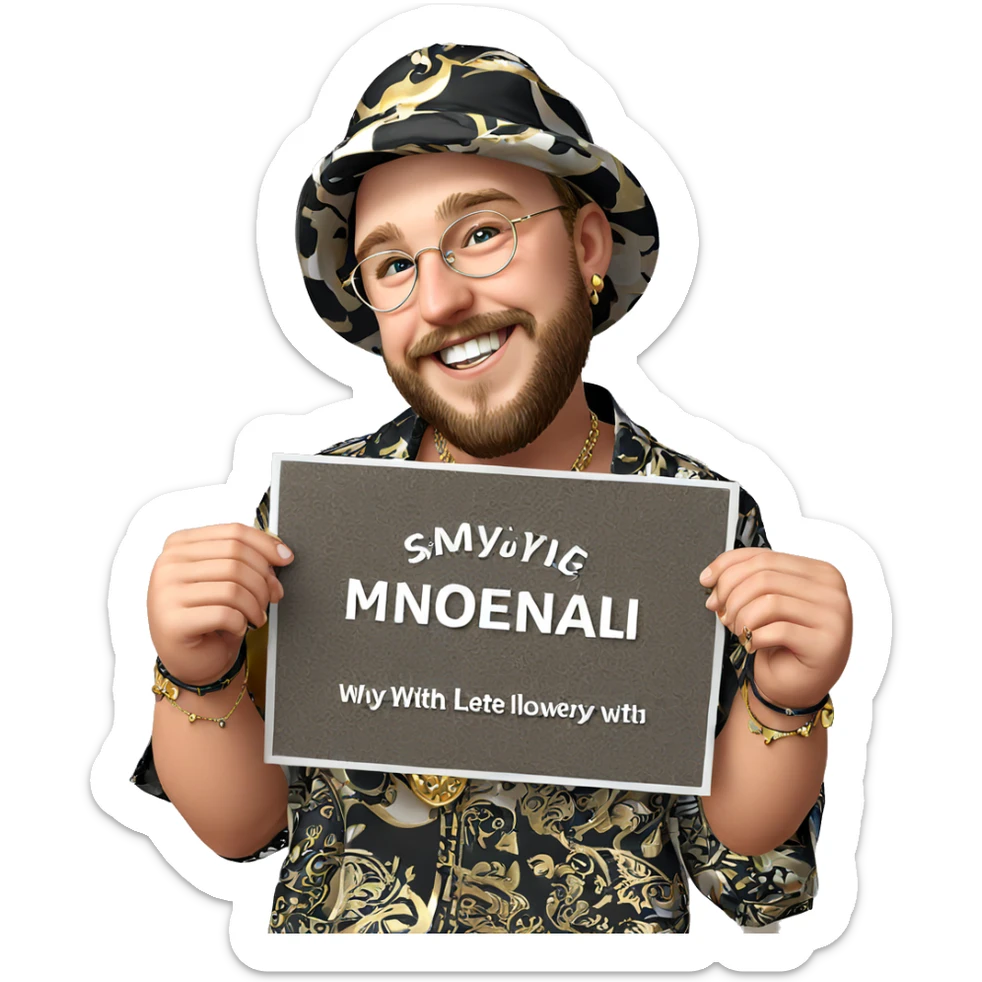 smiling boy with jewelry sticker