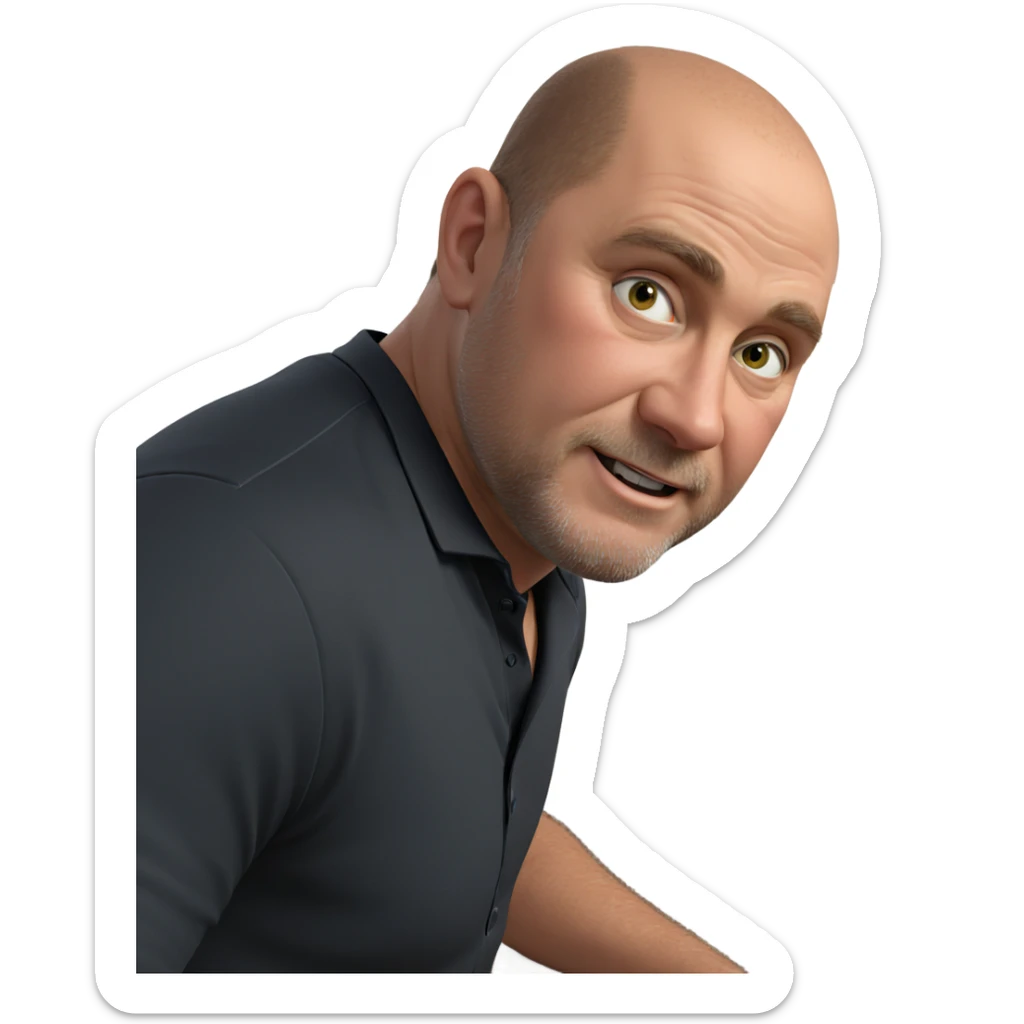 male in black shirt indoors sticker