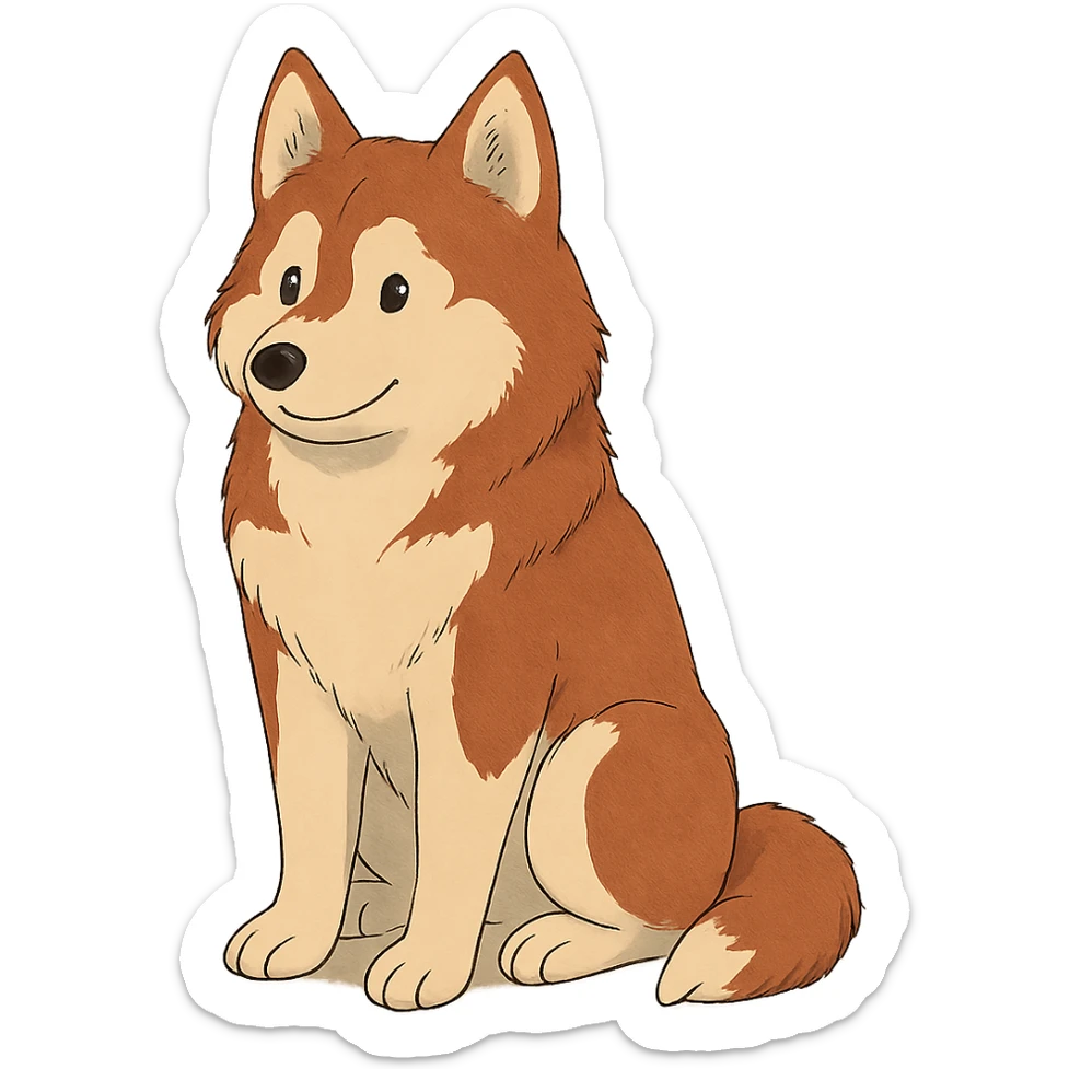 cute red-brown siberian husky sitting sticker