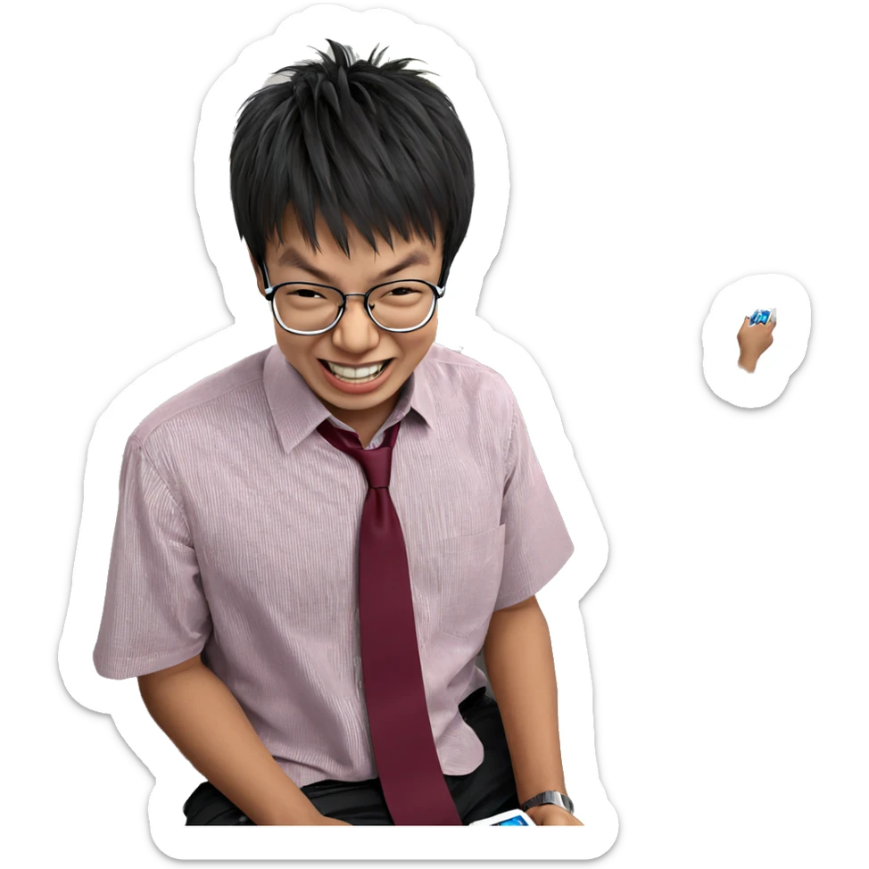 boys smiling with phones sticker